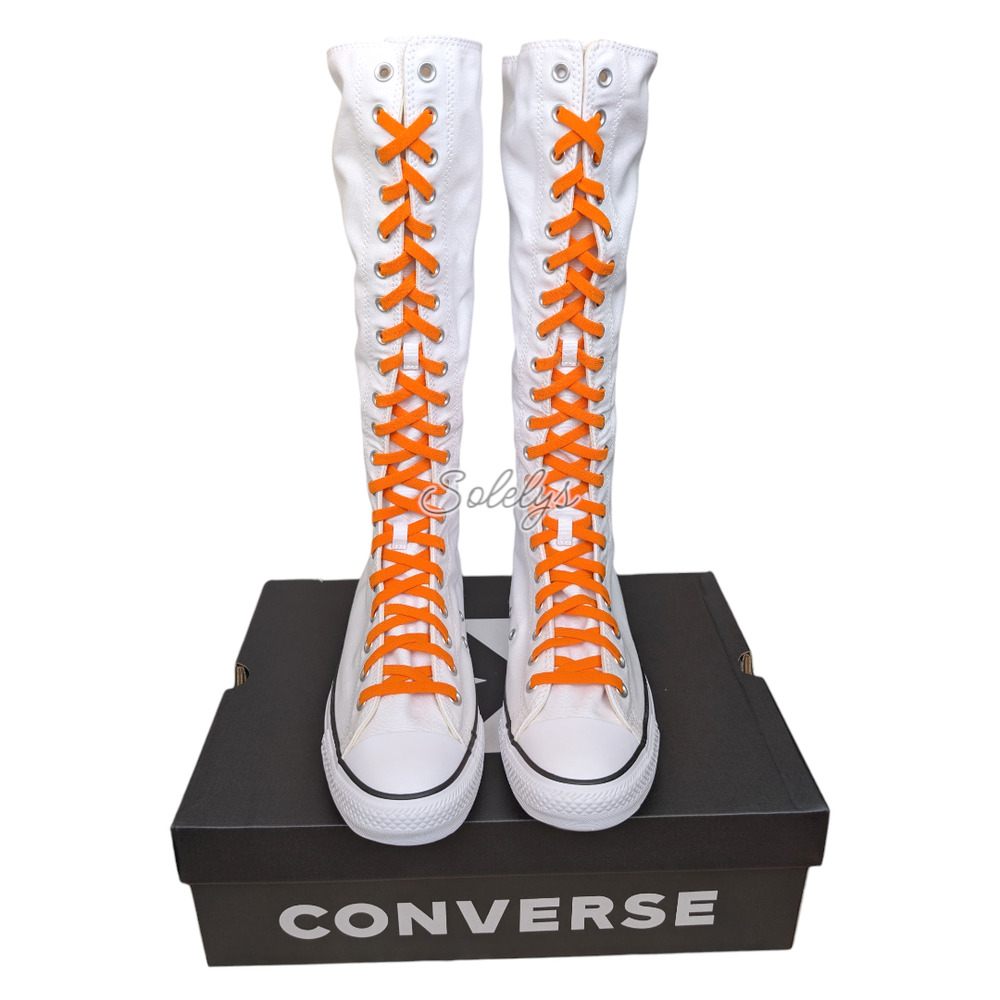 Converse CTAS XXHI Mens 10.5 White Orange Elastic Laced Knee High Sneaker Boot - Picture 2 of 10